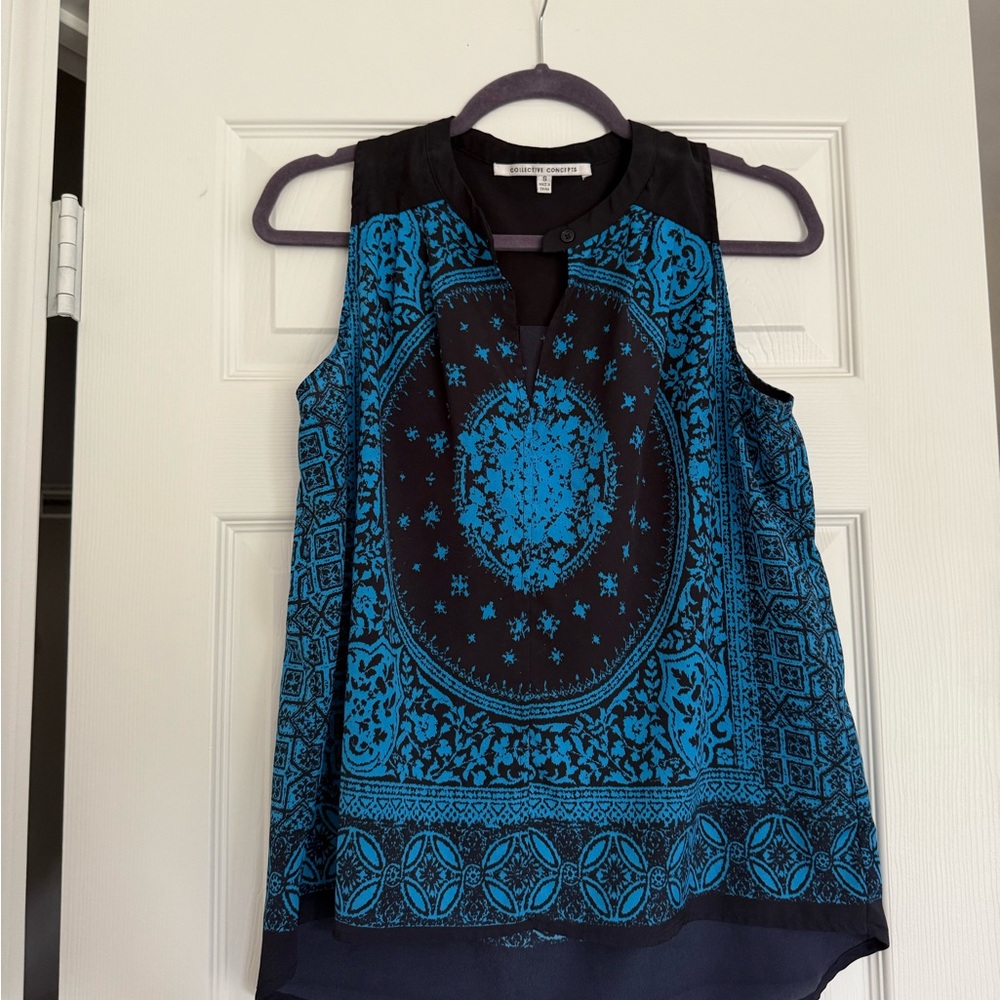 Collective Concepts Blue Asymmetrical Blouse